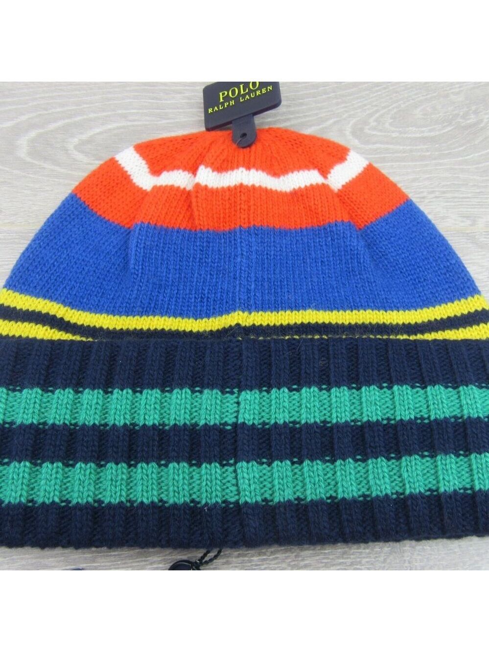 Polo Ralph Lauren Logo Striped Wool-Blend Beanie One Size Multi Color NEW - Picture 6 of 10